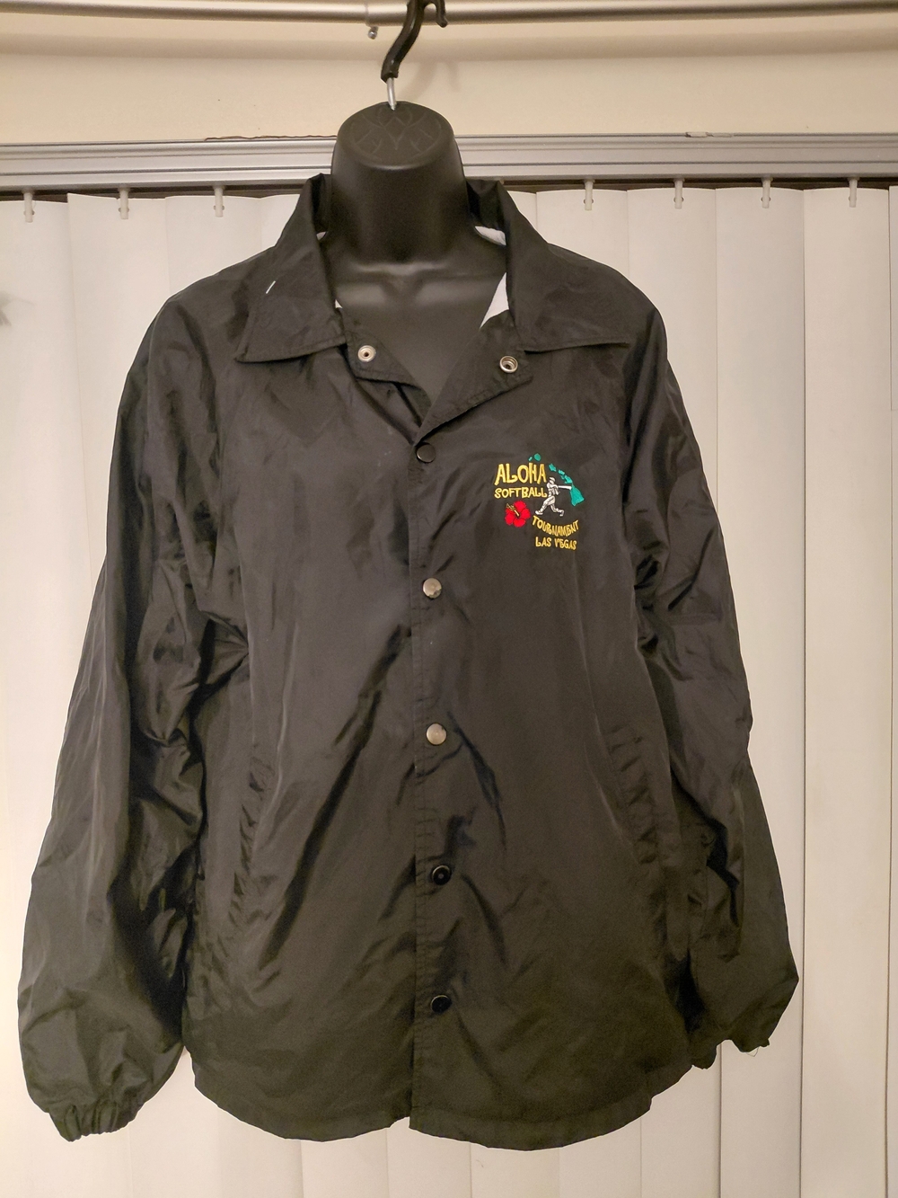 Black Coach-Style Windbreaker Jacket